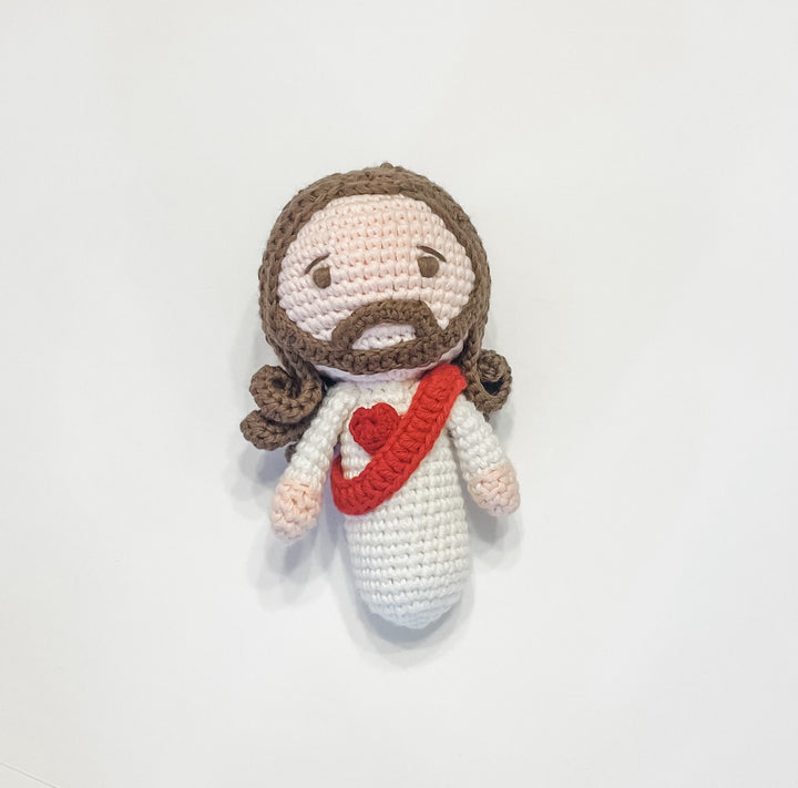 Sacred Hearts Crochet Rattles | Organic Cotton Catholic Baby Toys