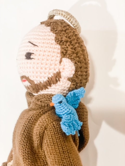 St. Francis Doll with Deer and Bird | Handmade Pima Cotton Catholic Saint Toy