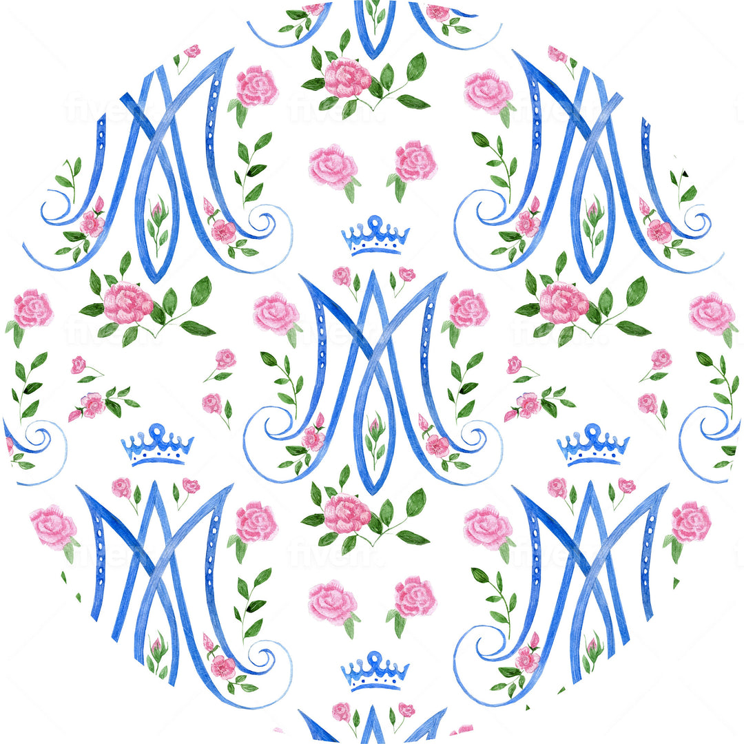 Auspice Maria Plate | Blessed Mother Floral Design, Catholic Home Decor