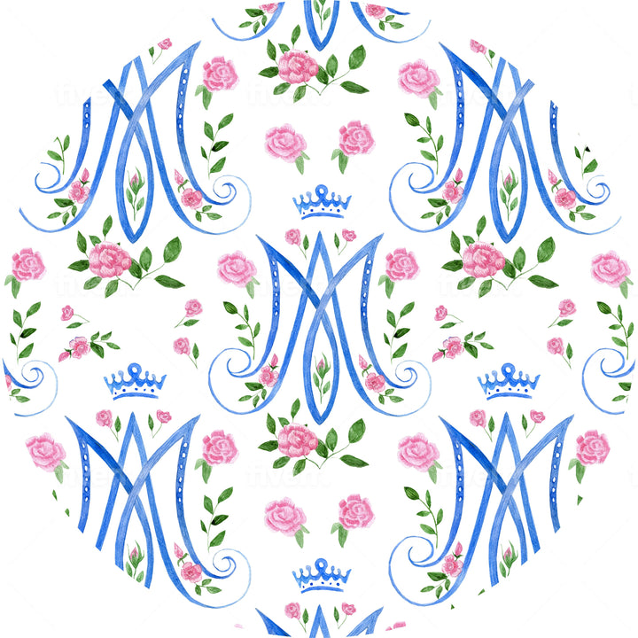 Auspice Maria Plate | Blessed Mother Floral Design, Catholic Home Decor