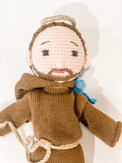 St. Francis Doll with Deer and Bird | Handmade Pima Cotton Catholic Saint Toy