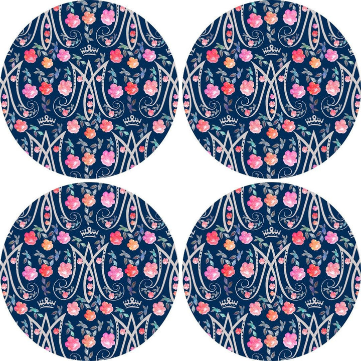 Auspice Maria Catholic Plate | Blessed Mother Floral Design