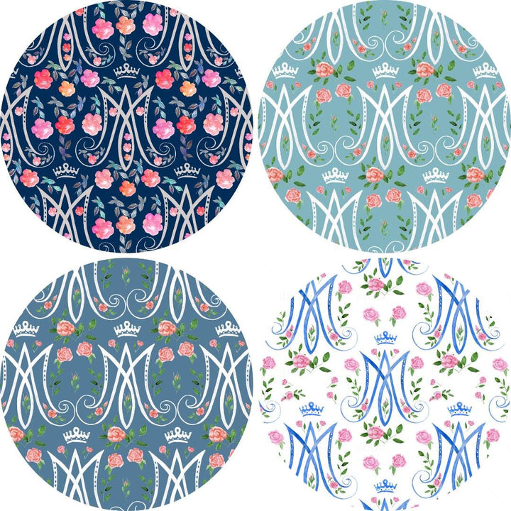 Auspice Maria Catholic Plate | Blessed Mother Floral Design