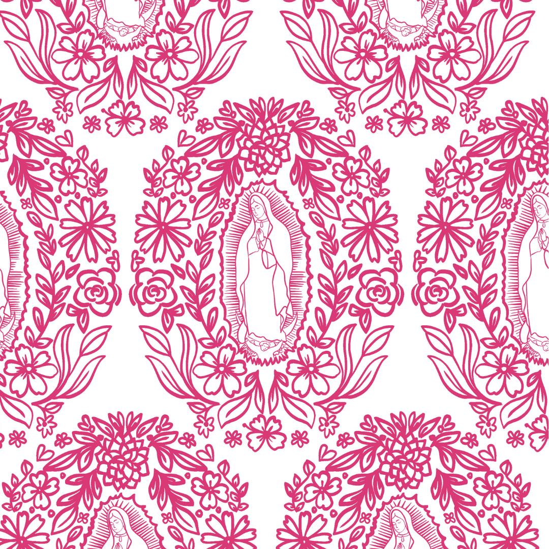 Our Lady of Guadalupe Scarf | Hot Pink Catholic Medal