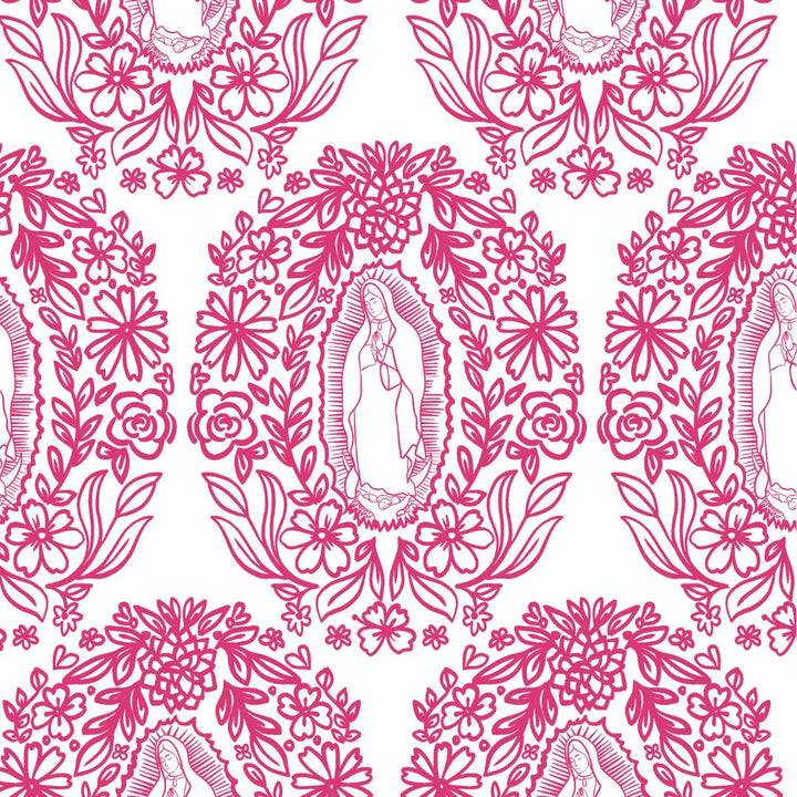 Our Lady of Guadalupe Scarf | Hot Pink Catholic Medal