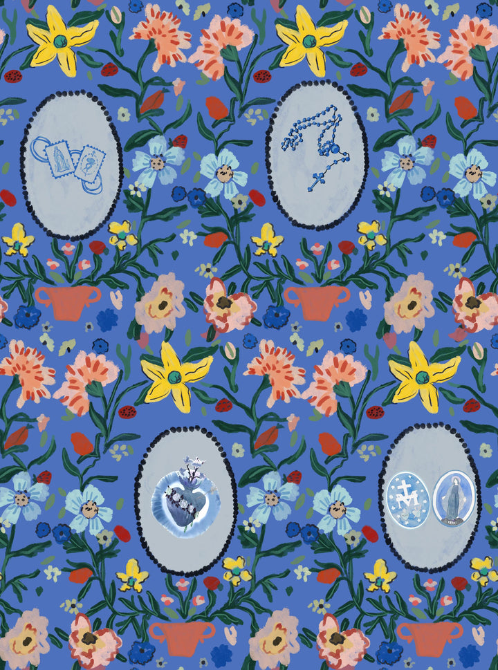 Our Lady Floral Scarf | Catholic Sacramental Miraculous Medal Print