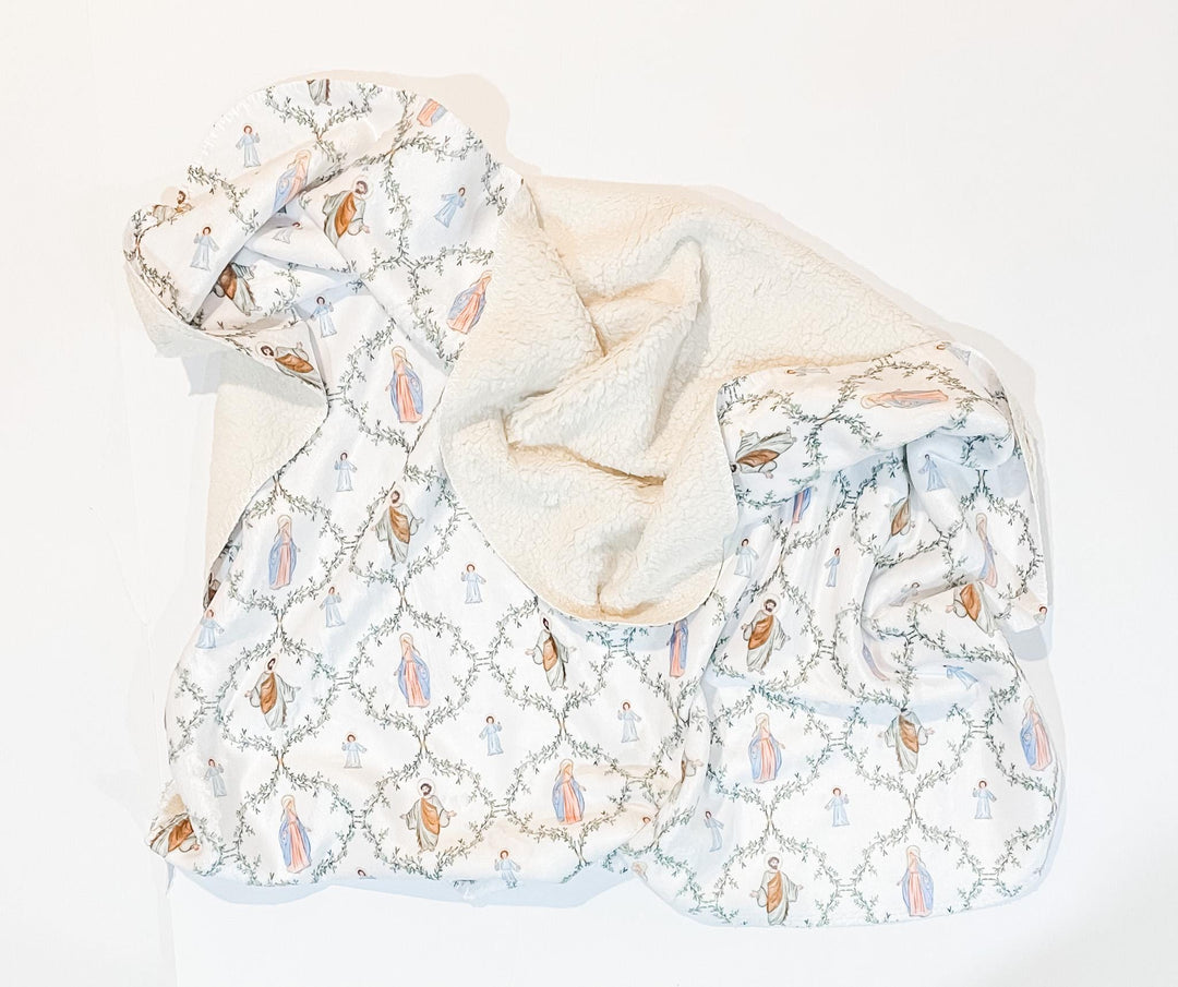 Holy Family Sherpa Fleece baby blanket | Catholic Blanket | Catholic baby gift | Baptism gift | Stroller blanket