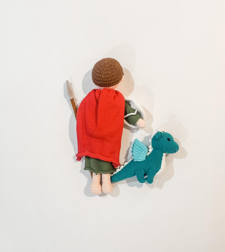 St. George and Dragon Crocheted Doll | Handmade Catholic Pima Cotton Toy