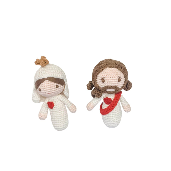 Sacred Hearts Crochet Rattles | Organic Cotton Catholic Baby Toys