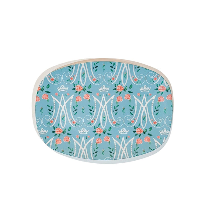 Auspice Maria Platter | Pool Blue Floral Catholic Home Decor