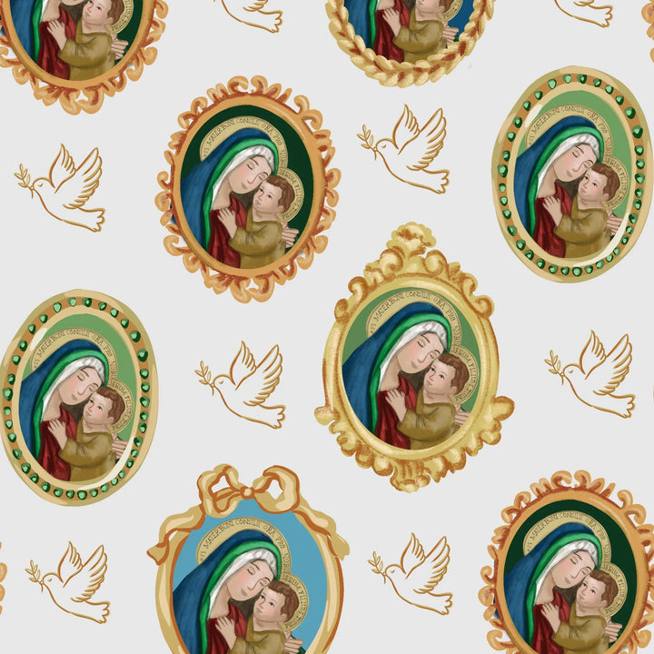Our Lady of Good Counsel Scarf | Blessed Mother Scarf | Catholic Scarf with a Miraculous Medal