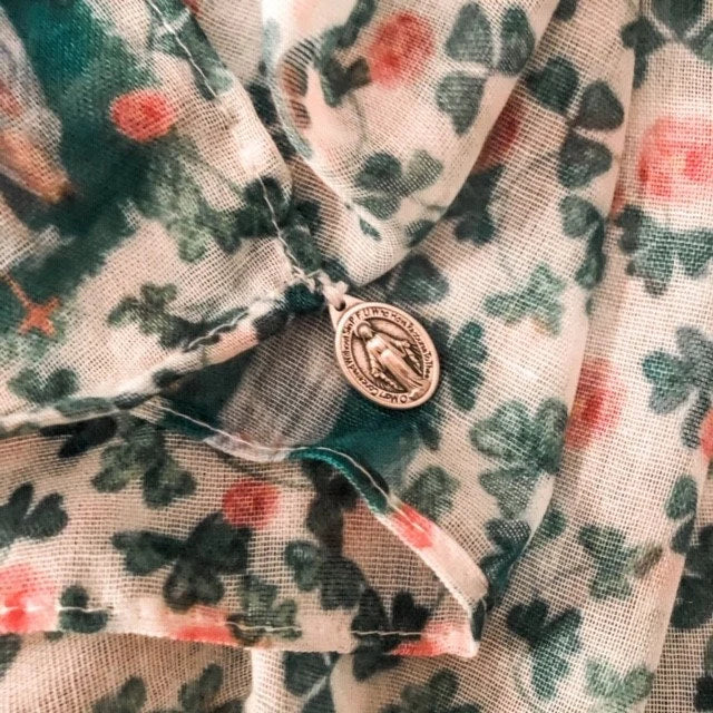 Our Lady of Knock Scarf: Catholic Fashion with Miraculous Medal
