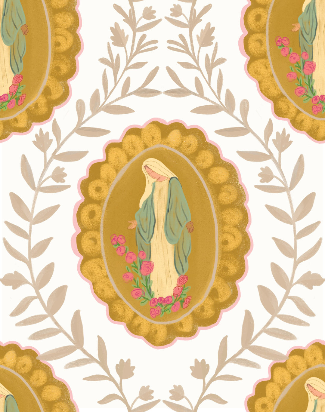 Our Lady of the Rose | Blessed Mother Scarf | Scarf with Miraculous Medal