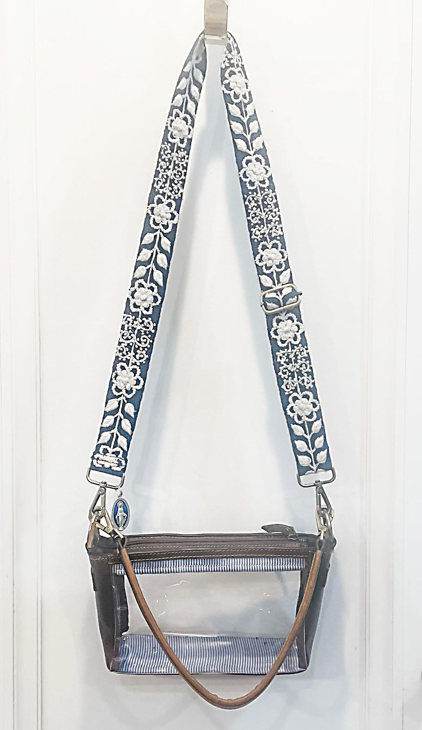 Leather Clear Stadium Bag | Miraculous Medal, Interchangeable Strap
